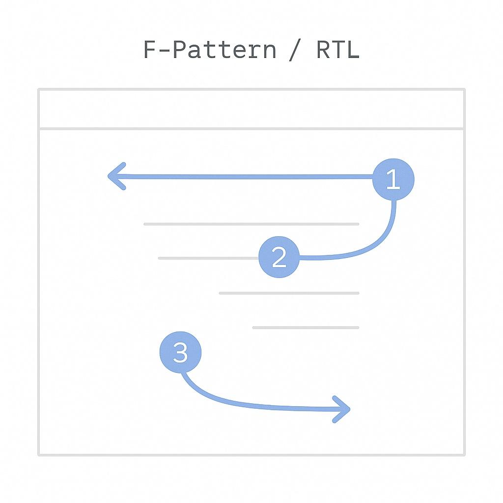 Mirrored F-pattern diagram for RTL